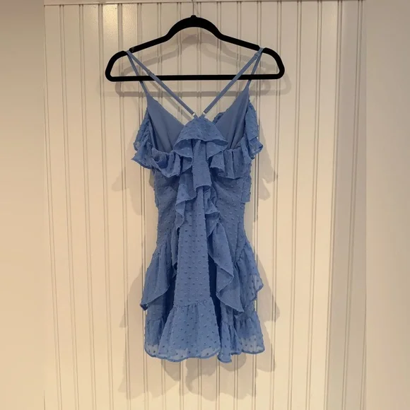 NBD Blue Ruffle Mini Dress - Picture 3 of 6